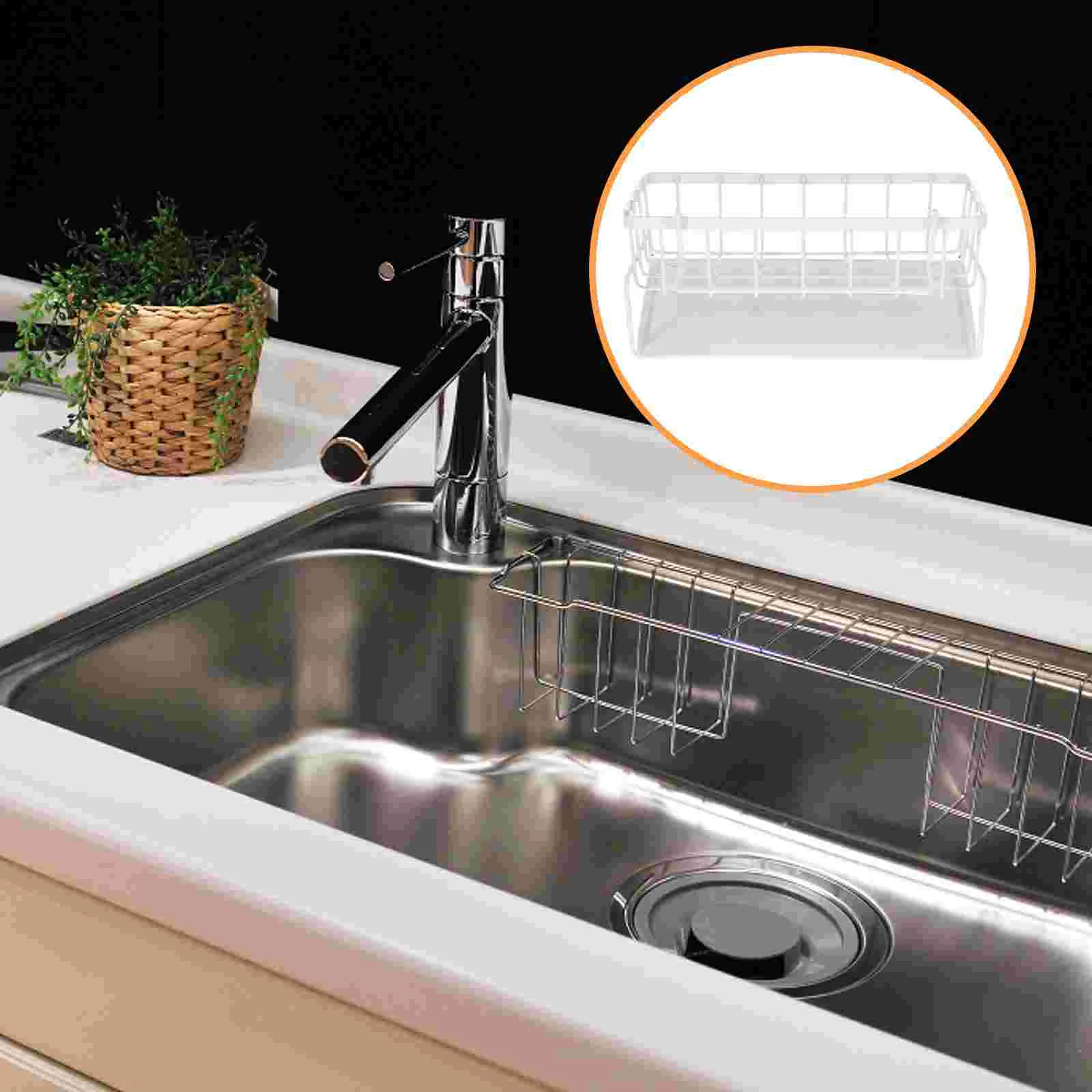 

Hanging Rack Kitchen Cleaning Sink Sponge Dishcloth Organizer Organizers Bracket White