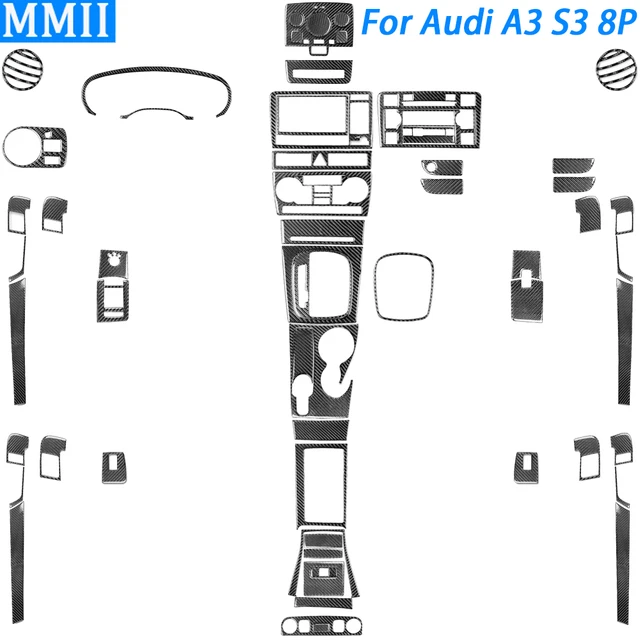 For Audi A3 S3 8P 2006 2007 Accessories Carbon Fiber Car Interior  Decoration Tuning Multimedia Gear Dashboard Trim Sticker - AliExpress