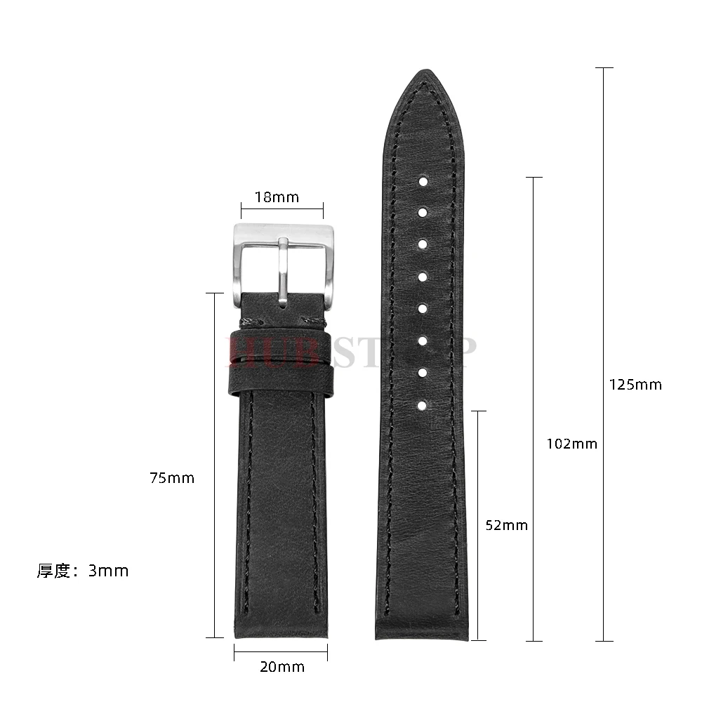 Vintage Retro Calfskin Leather Watch Band with Quick Release Strap