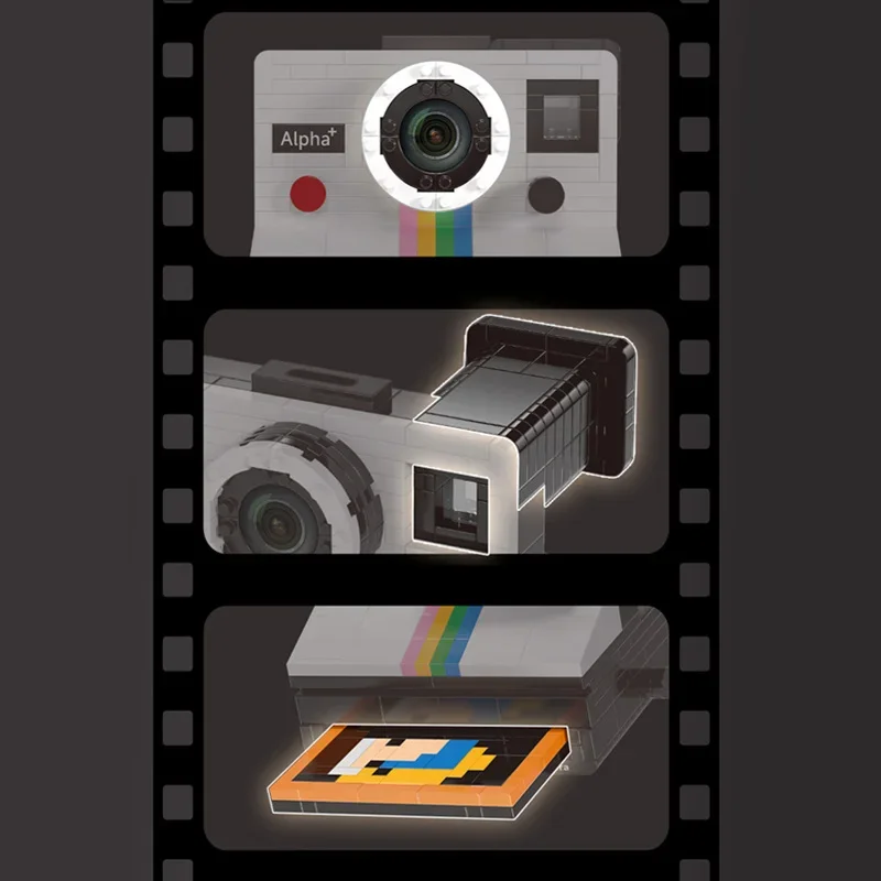 창의적인 원스텝 SX-70 카메라, 마이크로 미니 블록, 벽돌 장난감, 모델 빌딩, 어린이 크리스마스 선물, 2024 신제품, 802PCs