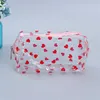 Clear Makeup Bag Fashion Transparent Travel Portable Mini Wash Storage Bags Strawberry Flower Print Women Zipper Cosmetic Bag 2