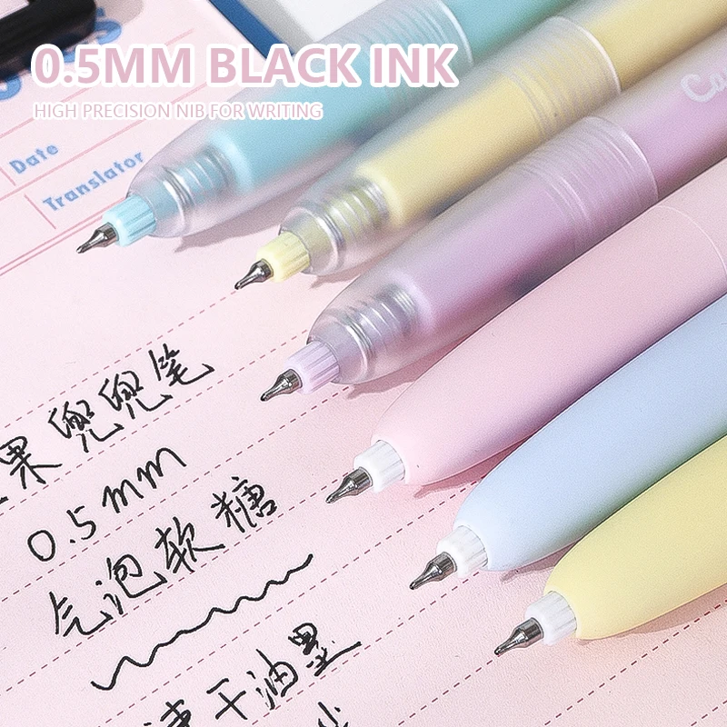 3 Pcs/Set Mini Short Portable Retractable Gel Pens Gradient Candy Colors 0.5mm Fine Point Black Ink Quick-Dry Smooth Writing Pen