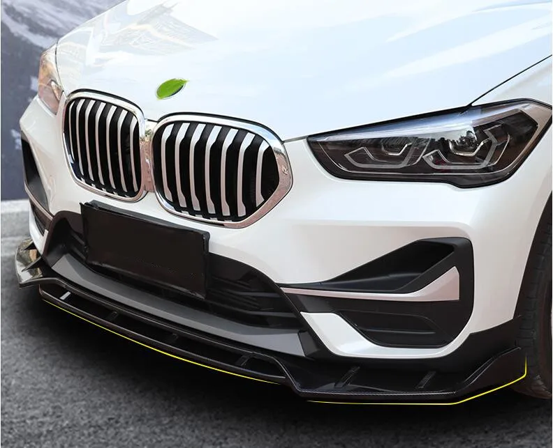 

4PCS/SET ABS PAINT CARBON FRONT BUMPER SPOILER LIP SPLITTERS WIND KNFE COVER For BMW X1 F48 2016 2017 2018 2019 2020 2021