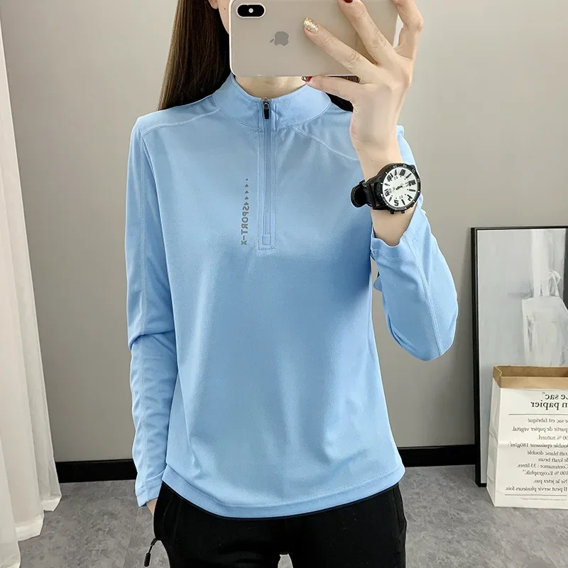 Women Long Sleeve Outdoor Quick Dry T-shirts Elastic Breathable Sportswear Running Gym Yoga Fitness Clothing Camisas BlouseS-4XL 2