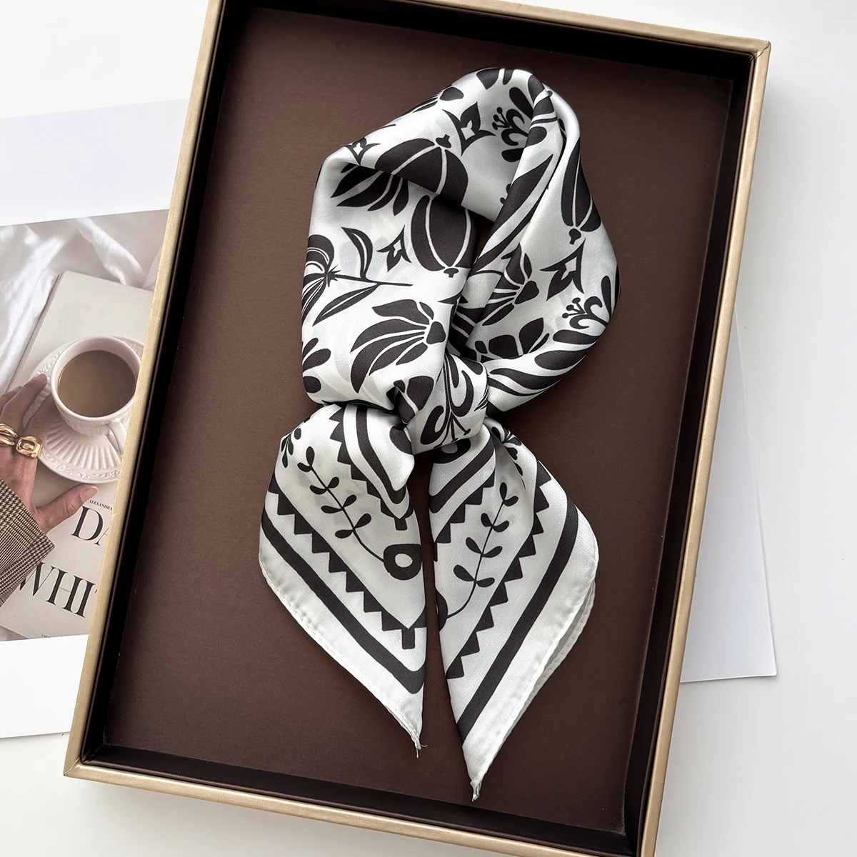 Women Scarf Silk Imitation Satin Scarves Retro Paisley Neckerchief Foulard Square Hairbands Female Scarves Shawls Wraps - 6
