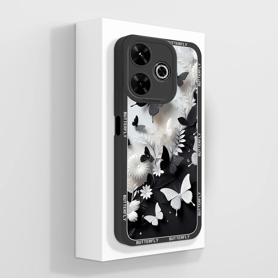 Aesthetic Durable Shockproof Silicone Phone Case with Pretty Flower Design