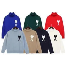 

Vrouwen Coltrui 2022 Winter Merk Luxe Kleding Koreaanse Mode Kasjmier Trui Ami Liefde Borduren Trui Paar Tops