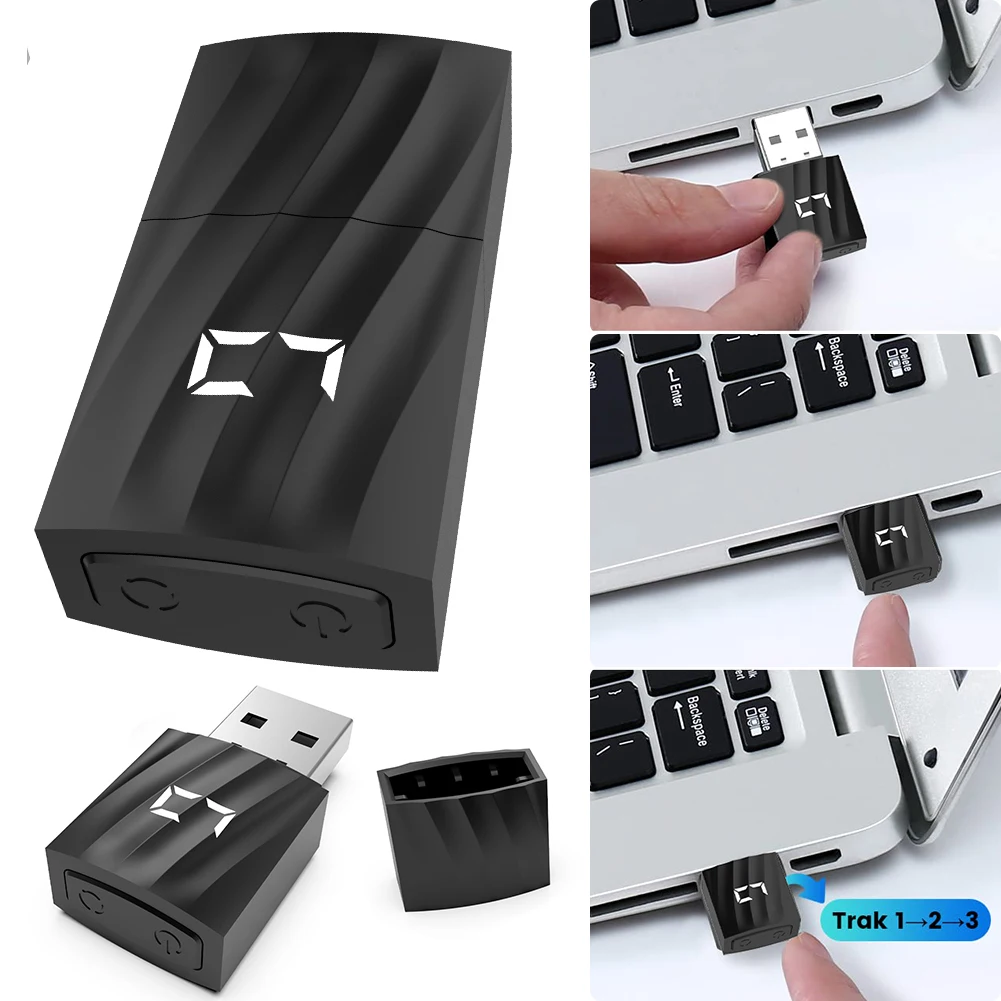 USB 자동 마우스 무버 디지털 디스플레이 마우스 이동 시뮬레이터 스위치/모드 단추 마우스 이동 장치 드라이버, 노트북용 무료