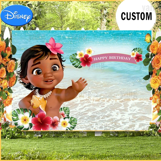 Custom Disney Baby Moana Floral Theme Welcoming Baby Shower