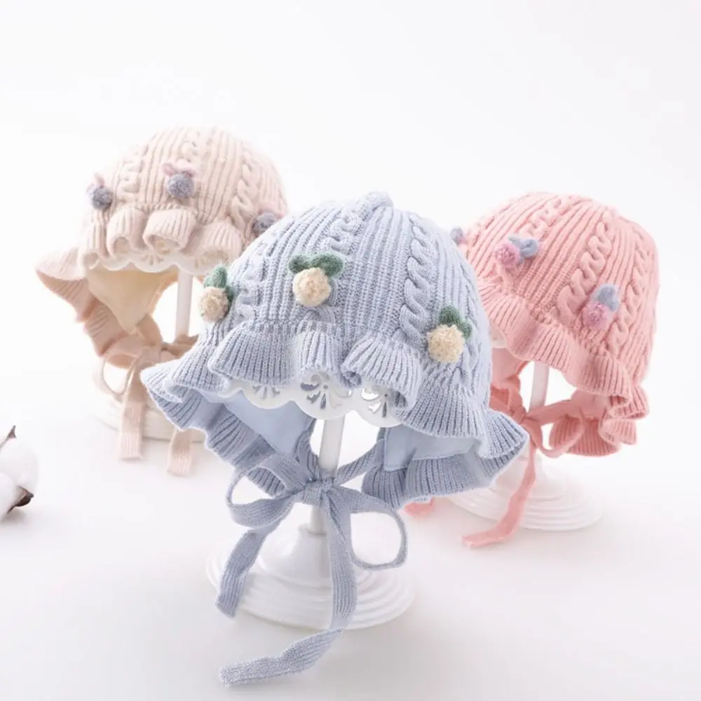 

Winter Warm Baby Knitted Hats For Kids Solid Color Children Knit Hats Boys Girls Ear Protection Accessories
