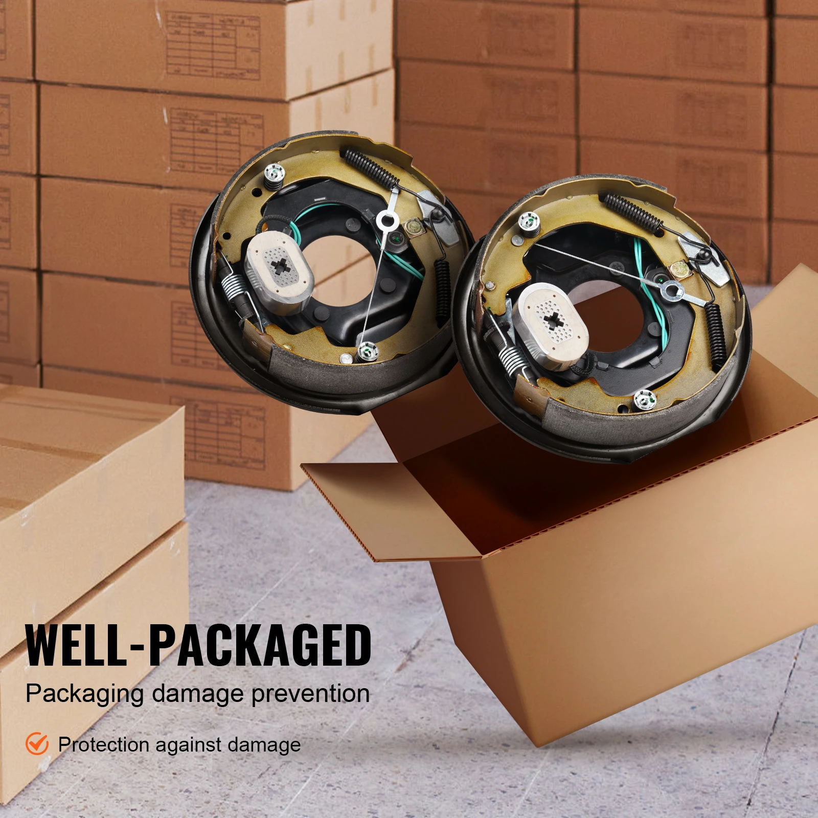 SucceBuy 2Pcs 3500/7000lbs Electric Trailer Brake Assembly Self-Adjusting Axle Backing Plates for Brake System Part Replacement