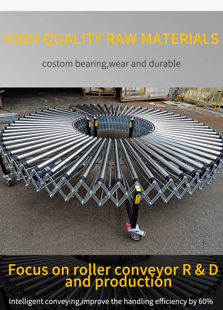 Description Picture 6 of itemCargo conveying power roller conveyor belt workshop transmission power telescopic roller conveyor