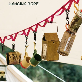 Adjustable Camping Hanging Rope For Tent Canopy -Portable Multi-Use Hiking Backpacking Campsite Gear Storage Accessories