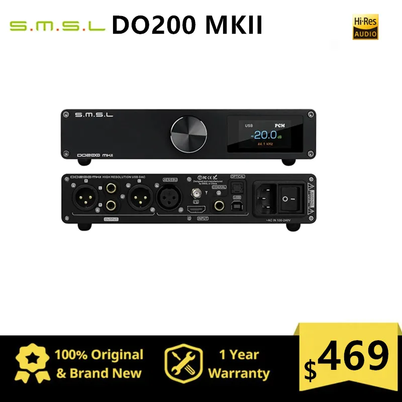 

SMSL DO200 MKII Audio DAC ES9068AS*2 XMOS XU316 Bluetooth 5.1 CD Decoder MQA Full Decoding OPA1612*5 op amp DSD512 768KHZ 32Bit