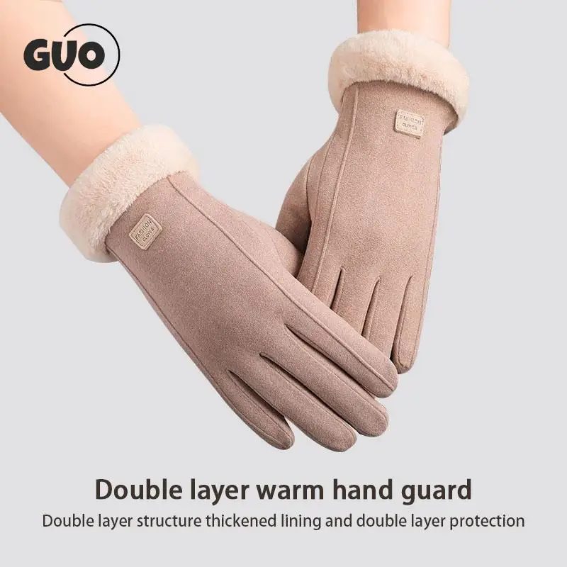 

Модные женские перчатки, зимние теплые кашемировые милые пушистые теплые варежки, варежки с пальцами, женские перчатки для сенсорного экрана и занятий спортом на открытом воздухе