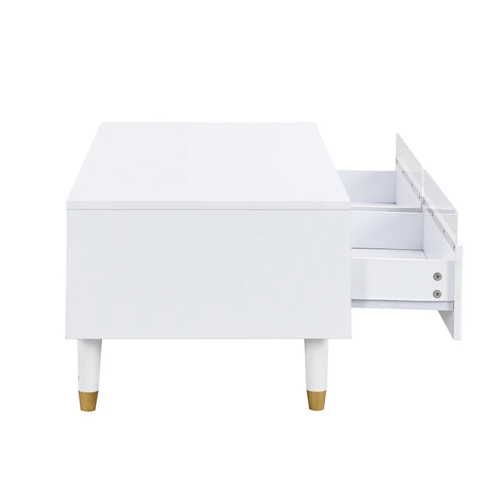 178 cm moderner weißer TV-Schrank, minimalistisches Design, mit großem Stauraum und 4 Schubladen, stabil, stilvoll und vielseitig, für Wohnzimmer – Detail 14