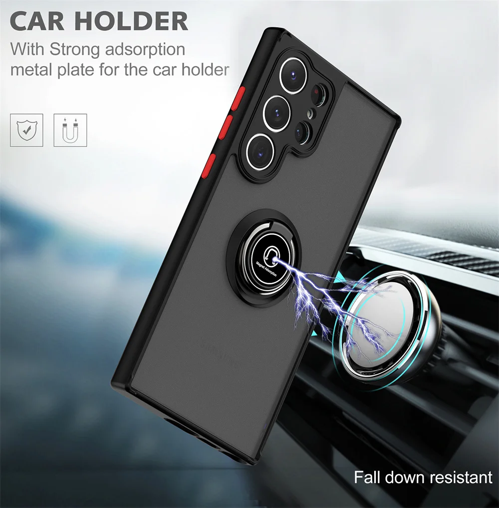 Luxury Matte Armour Magnetic Stand Phone Case