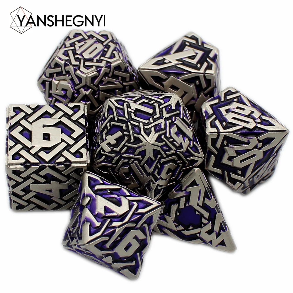 7PCs Metal Dice Dnd Set Solid Polyhedral D&D Dice DND For Role Playing Game Rpg Rol Pathfinder Board Game game dice,dice set
