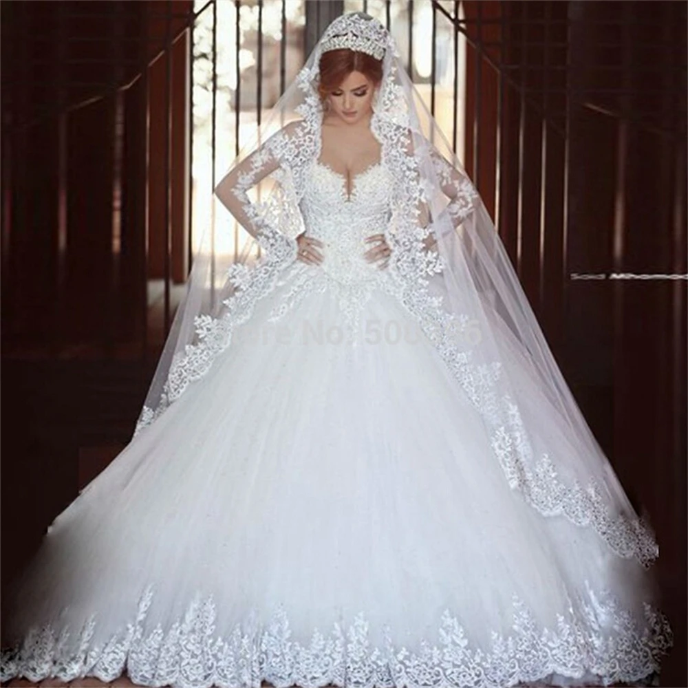 

ZJ9074 Vintage Long Sleeve 2024 Wedding Dress Bridal Gown Lace Appliques Illusion Back With Button Custom Made