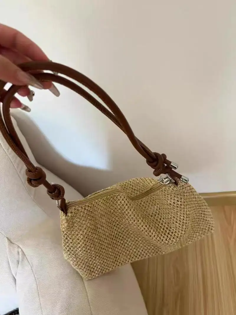 JIAERDI Summer Holiday Travel Woven Bag Fashionable Leisure Beach Straw Shoulder Bag Ladies Versatile Casual Crossbody Bags 2025