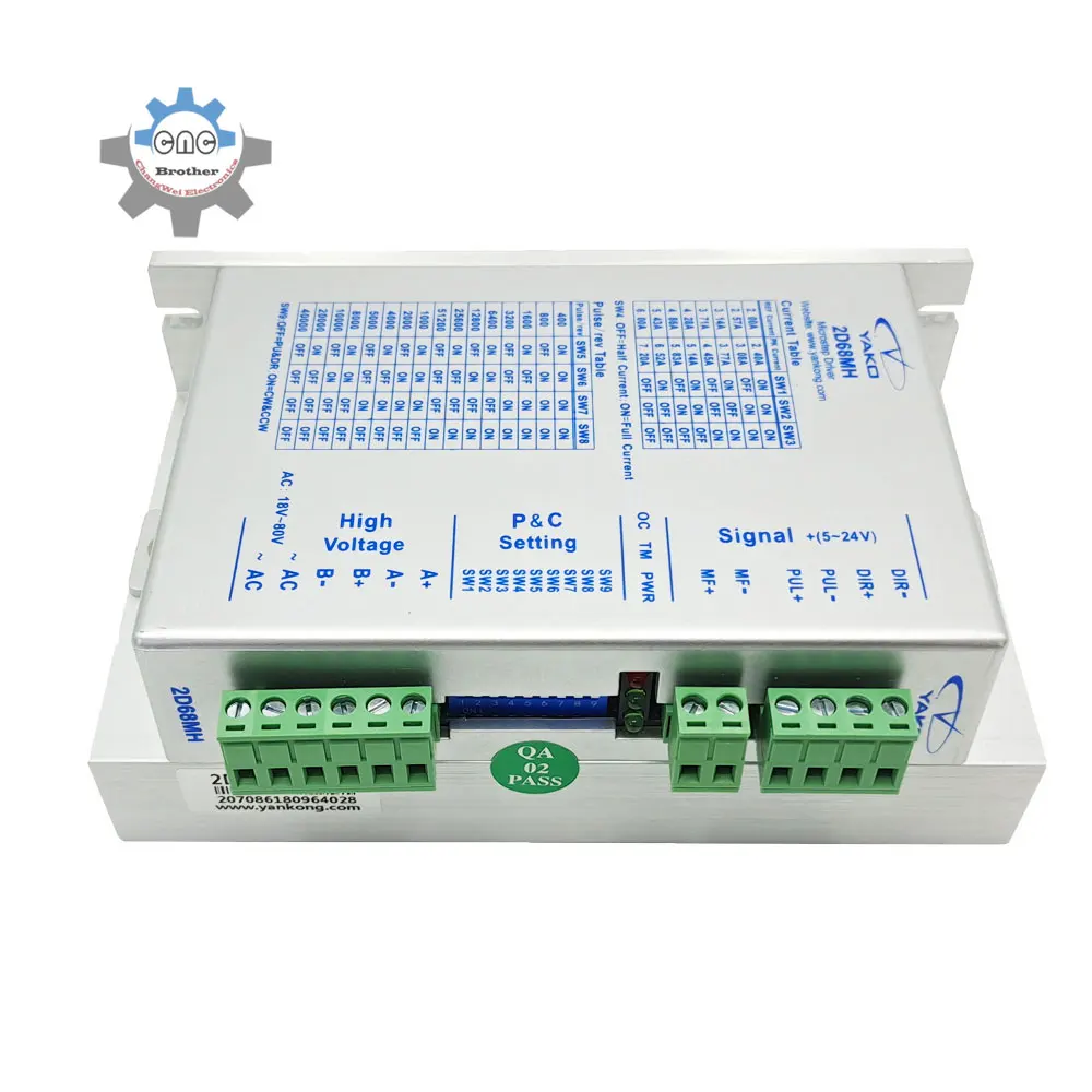YAKO YKD2608MH 스텝퍼 모터 드라이버, NEMA23 NEMA34 모터용, CNC 라우터 밀링 머신 조각 YKD2608MG, 18-80VAC 6.0A