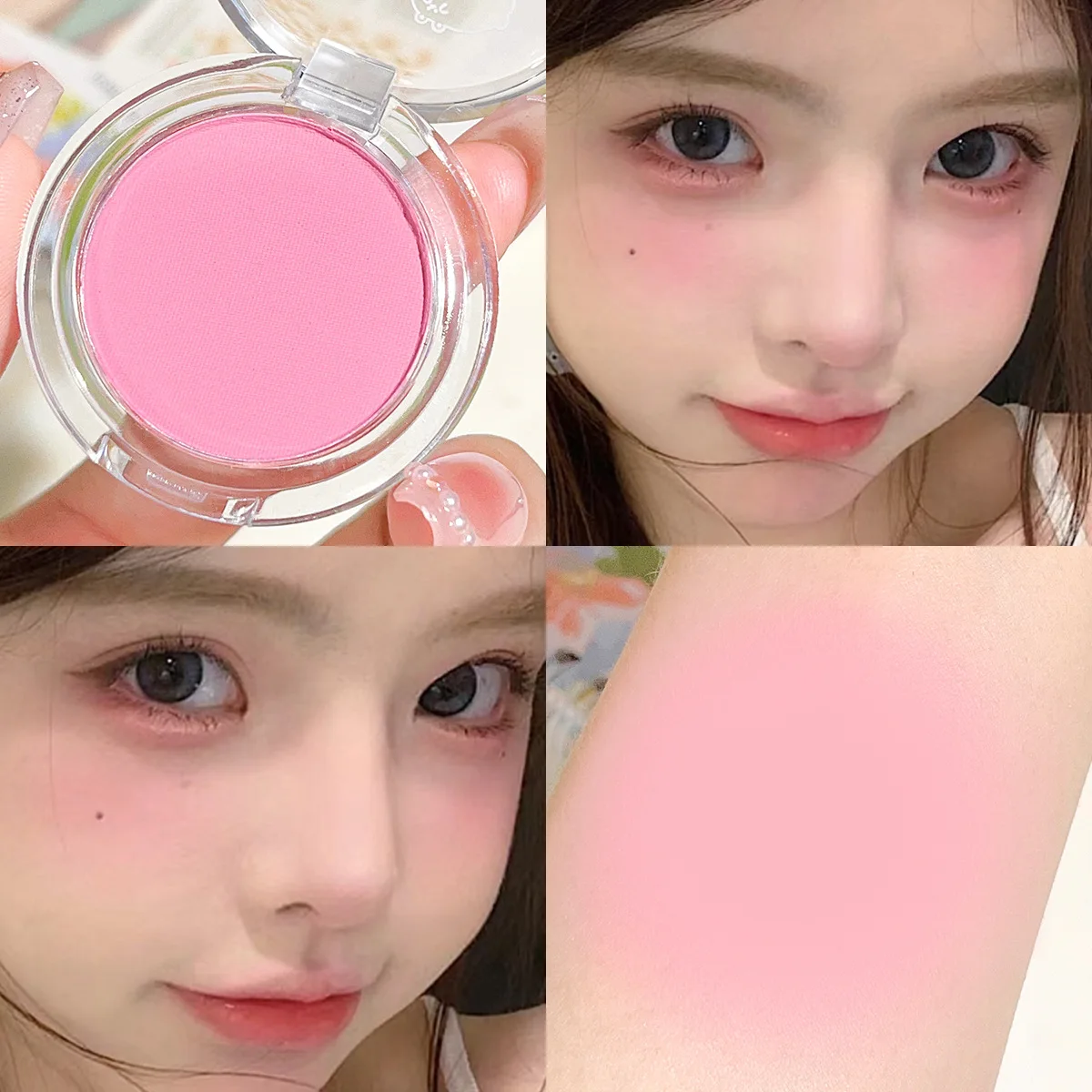 Face Blusher Matte Natural Cheek Tint Brighten Face Waterproof Contouring Cosmetics Blush Powder Soft Female Makeup 1pcs
