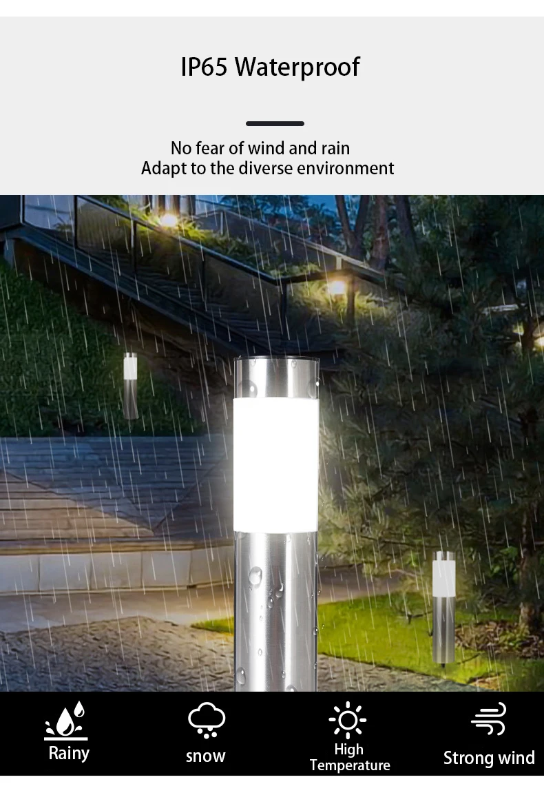 Solar Outdoor Garden Lights Cylindrical LED lights Long Tube Lights Garden Waterproof Plug-in