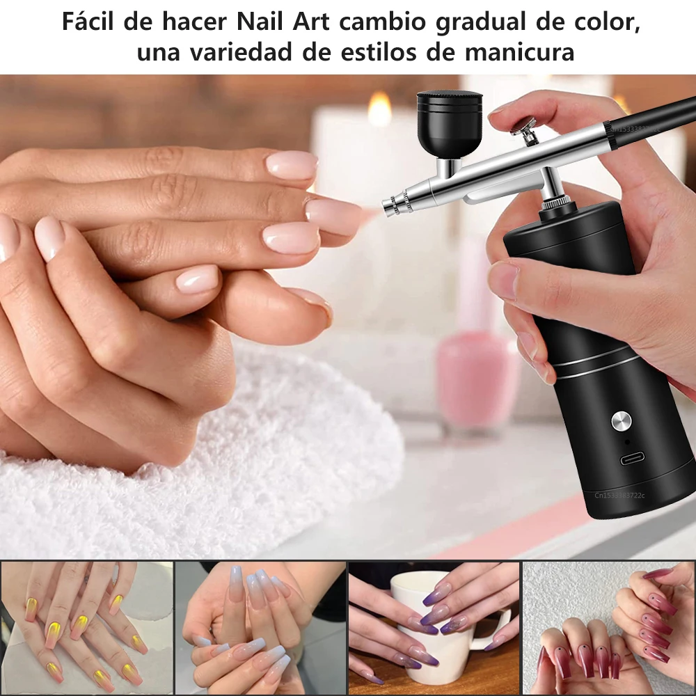 Aerógrafo inalámbrico portátil con compresor para uñas, aerógrafo para  Arte, pintura, arte de uñas - AliExpress