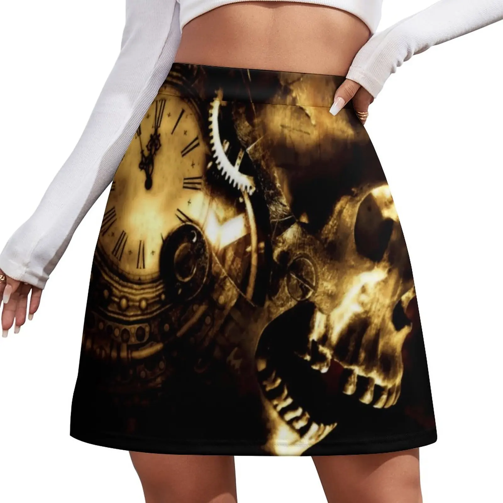 Steampunk | Steampunk Clock | Steampunk Skull Mini Skirt luxury clothes women clothes for woman