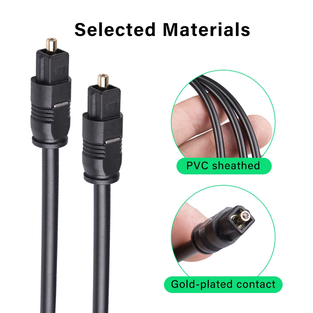 Premium Gold-Plated Digital Fiber Optic Audio Cable - Various Lengths Available