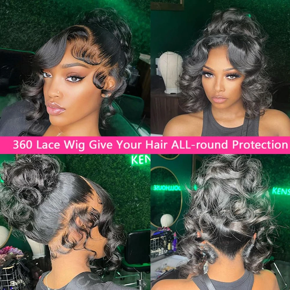 Lace Front Human Hair Wig Hidden Strap 360 Pre Plucked Body Wave HD 13x6 13x4 250 Density Drawstring Strap