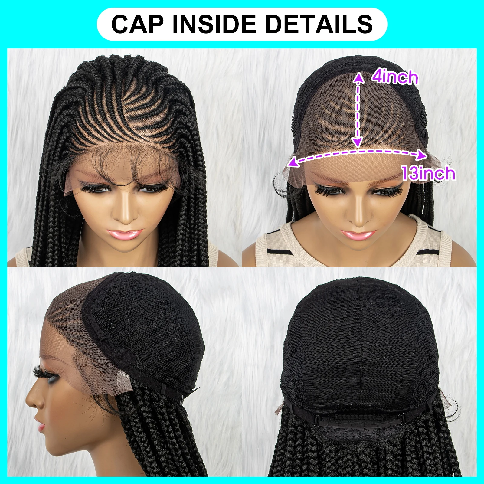 Synthetic Braided Wigs 13x4 HD Lace Front Braided Wigs for Black Women Synthetic Lace Front Wigs Braided Wigs With Baby Hair