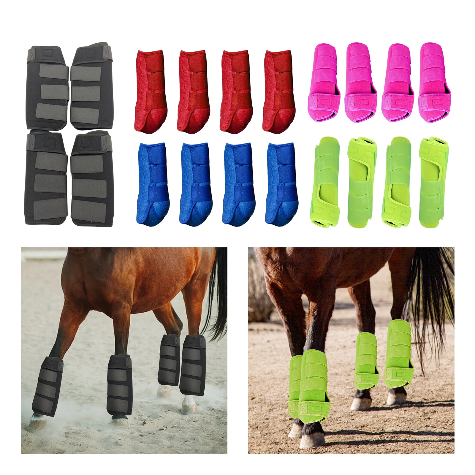4 Pcs Equestrian Boots for Horse Legs Adjustable Reusable Support for Jumping And Training 2