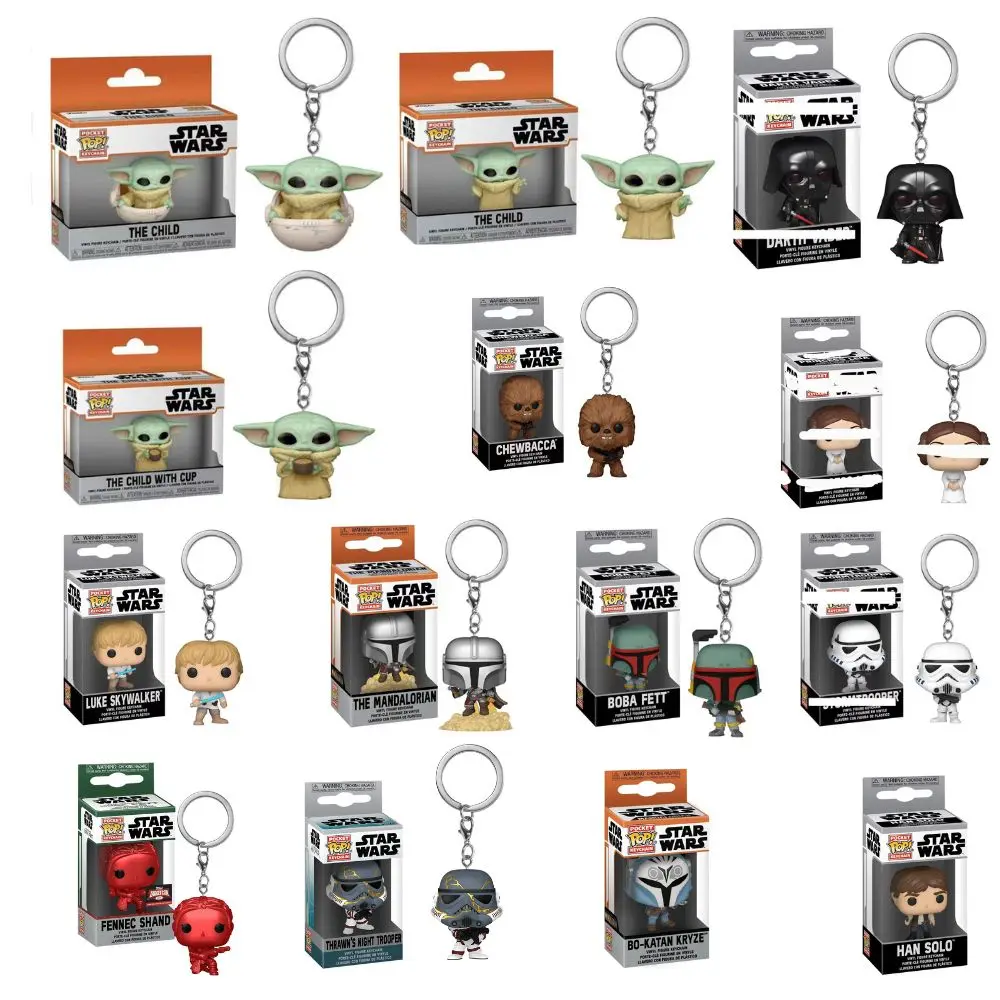 Portachiavi Star Wars Obi-Wan Kenobi The Child Baby Yoda Con Cup Boba Fett The Mandalo Pocket Pvc Figure Toys Portachiavi