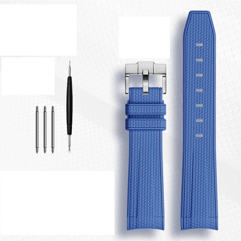 Durable Rubber Waterproof Sports Watch Strap with Curved End - 20mm