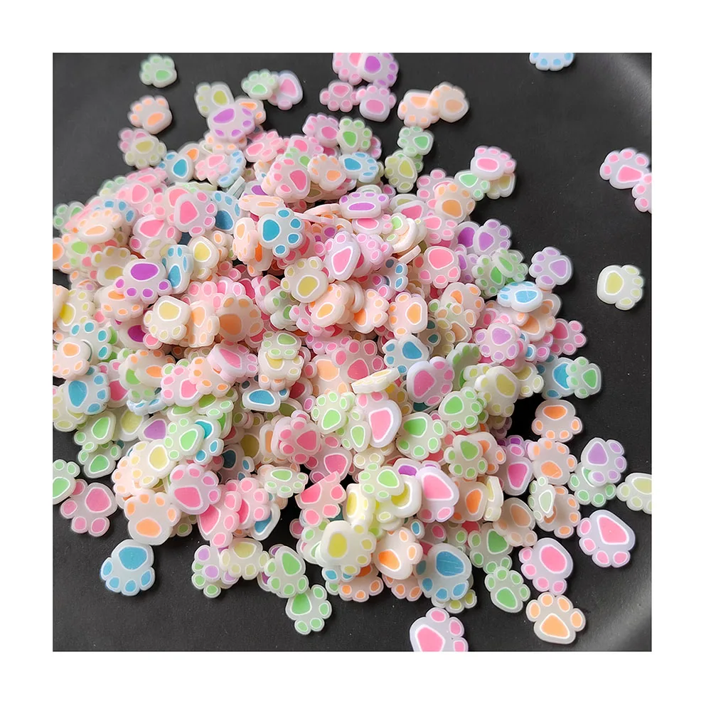 Mixed Rainbow Color Polymer Clay Animal Paw Print Cat Paw Artificial Confetti Sprinkles Hot Clay Slices 4