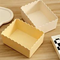 2PCS Solid Color Sundries Storage Box Cosmetic Box Bathroom Storage Basket Desktop Storage Box Home Office Storage Accessories 1