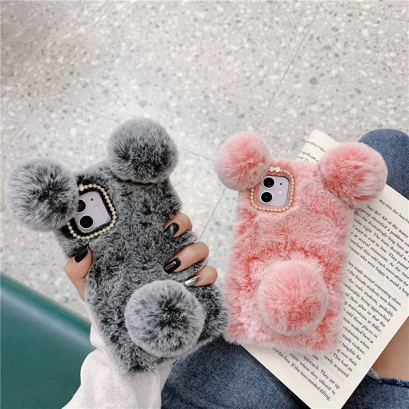 Corea Lovely Panda Phone Case Per Google Pixel 6A 6 Pro 4 4A 5 5A 3A Xl 7Pro Cartoon Cute Plush Fur Cover