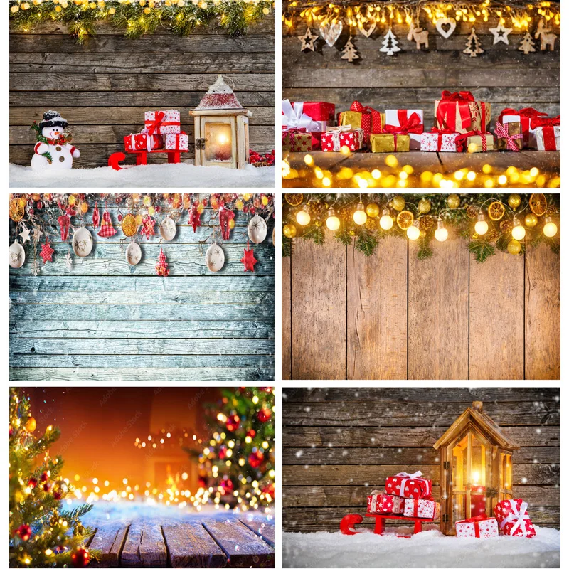 

SHUOZHIKE Christmas Wooden Planks Photography Background Snowman Portrait Backdrops For Photo Studio Props SDMB-04
