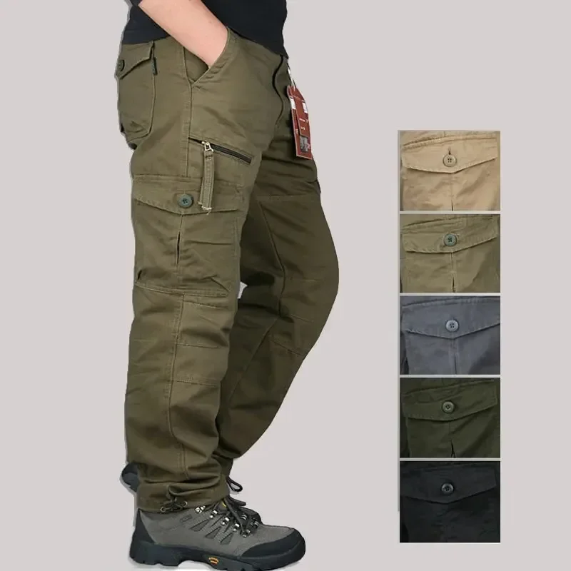 Pantalon baggy homme multi-poches - Coton décontracté - Entraînement pêche travail longue durée
