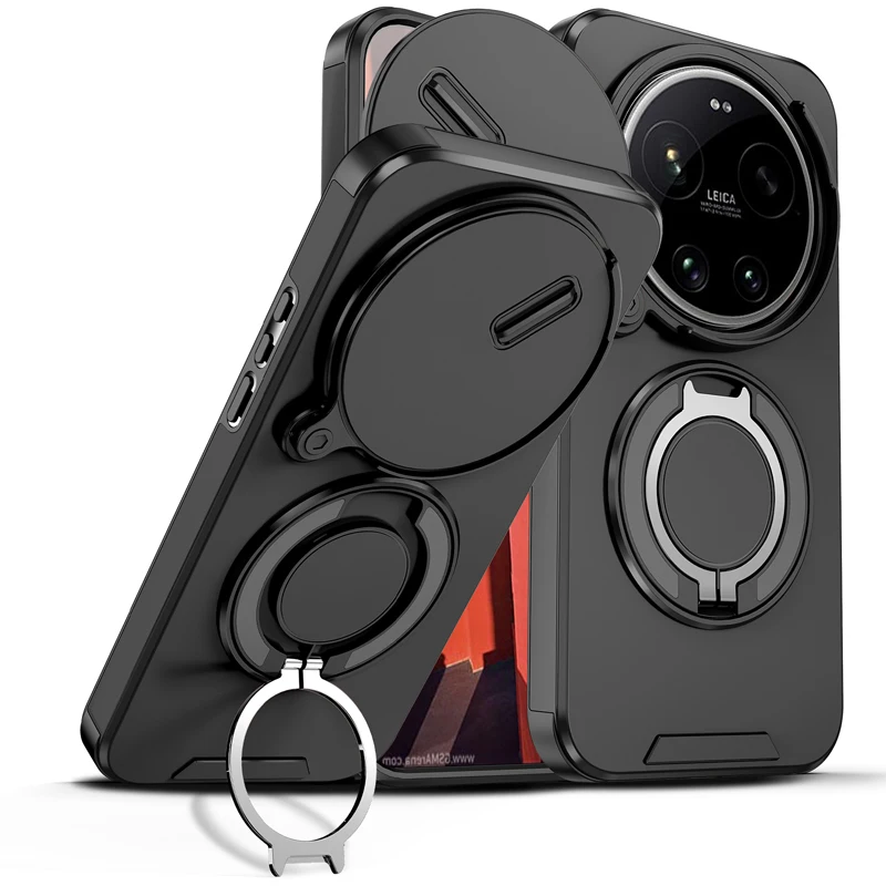 Magnetic Armor Shockproof Phone Case with Camera Protection and Ring Car Mount Stand