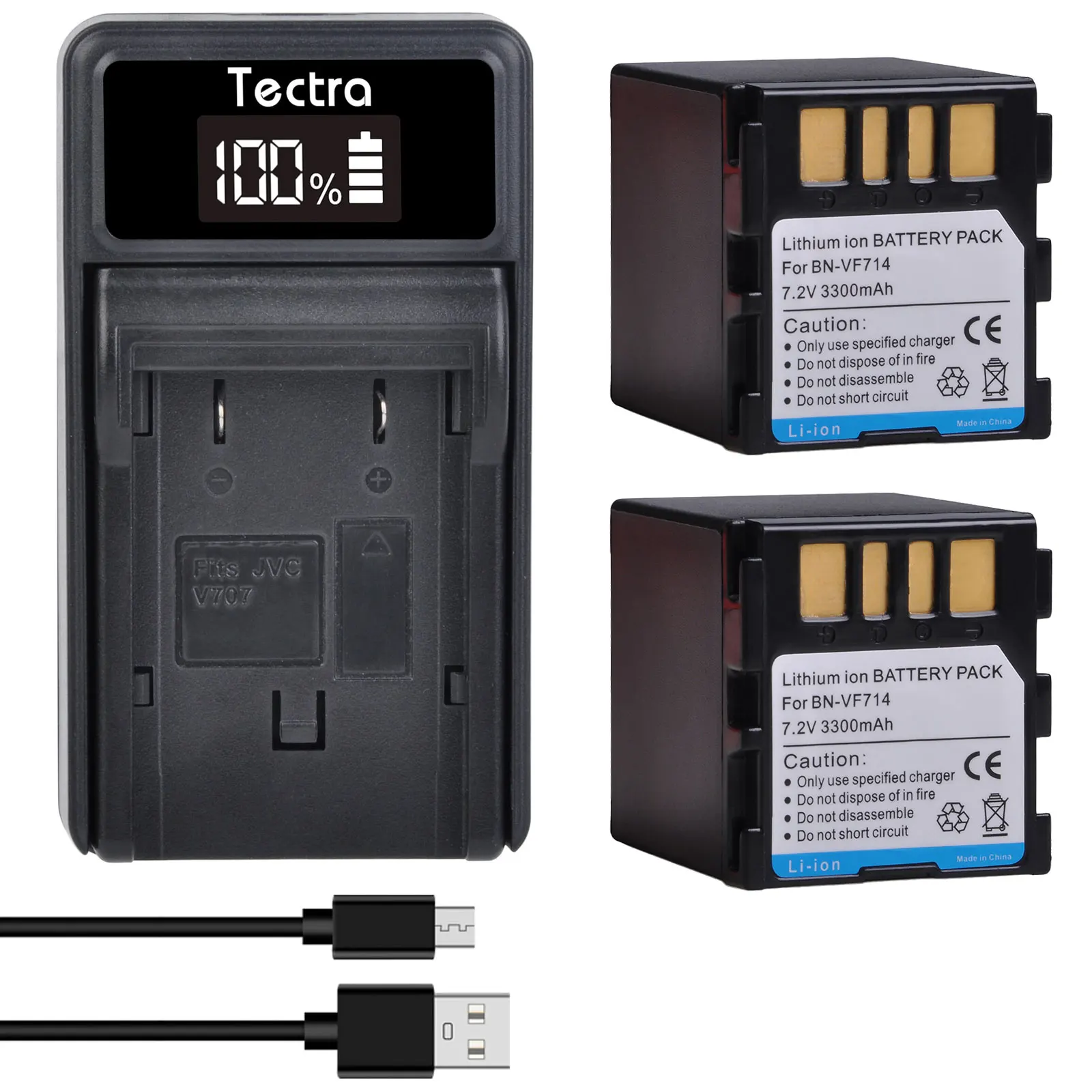 3300mAh BN-VF707 BN-VF714 BN-VF733 Battery LED USB Charger for JVC BN-VF707U BN-VF714U BN-VF733U GR-D240