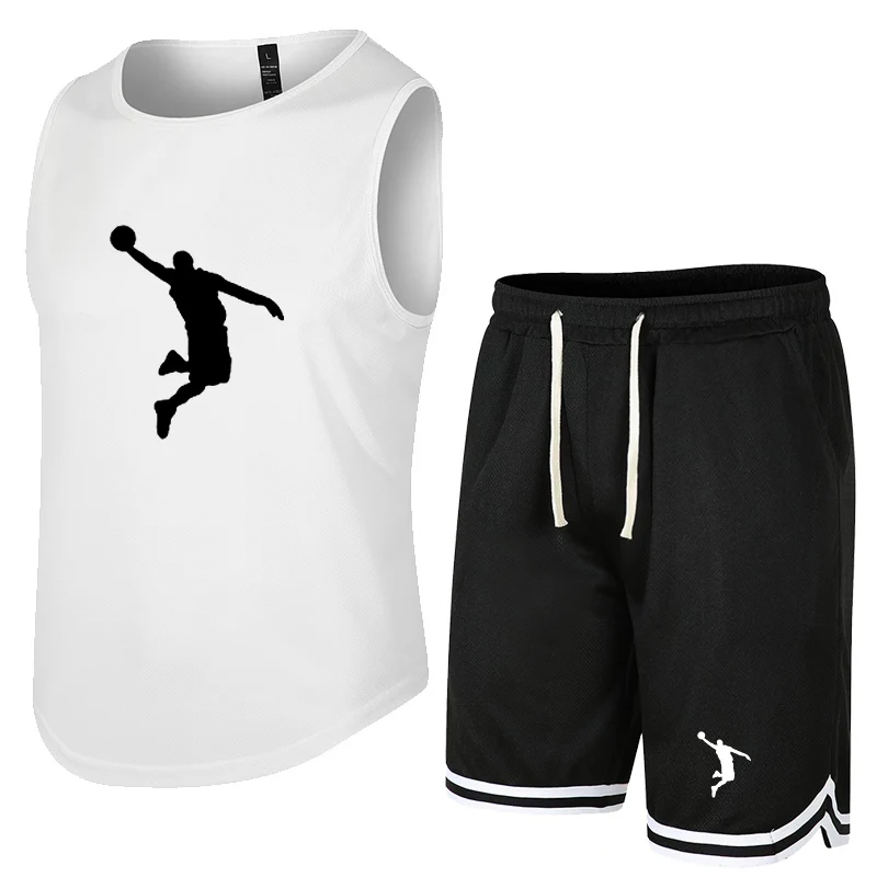 Summer Sleeveless Vest Sports Shorts Set Breathable Pants Fitness Competition Training Basketball Suit sports suit sports set tracksuit set outdoor suit set shirt and shorts set hawaiian shirt and shorts set men denim jacket pants set