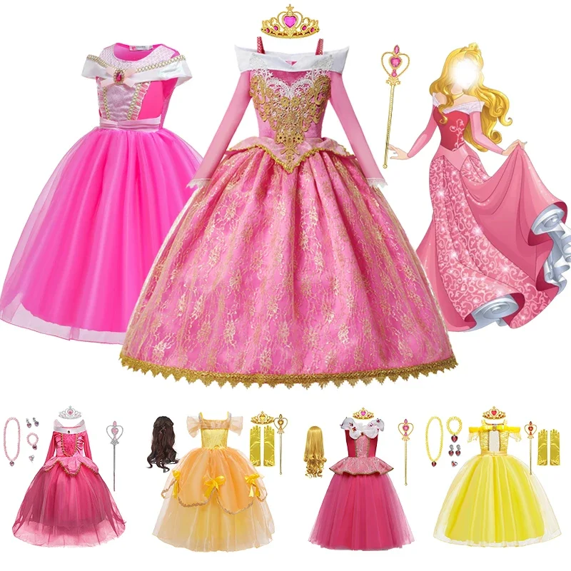 

Halloween Costume for Kids Sleep Beauty Belle Cosplay Princess Dress Christmas Kids Clothes Brithday Carnival Party Prom Gown