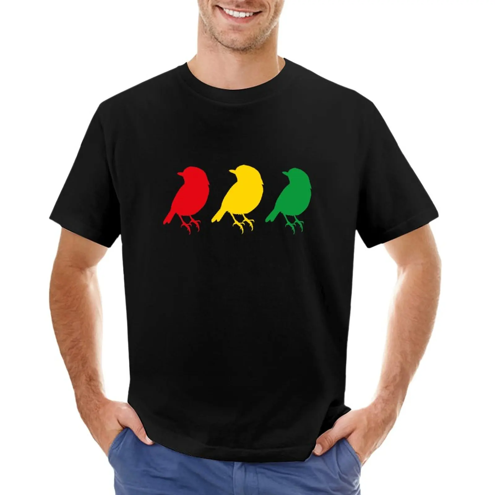 

3 little Birds - Three Birds Rasta Colors Bob Song T-Shirt blacks boys whites plus sizes oversized t shirts for men