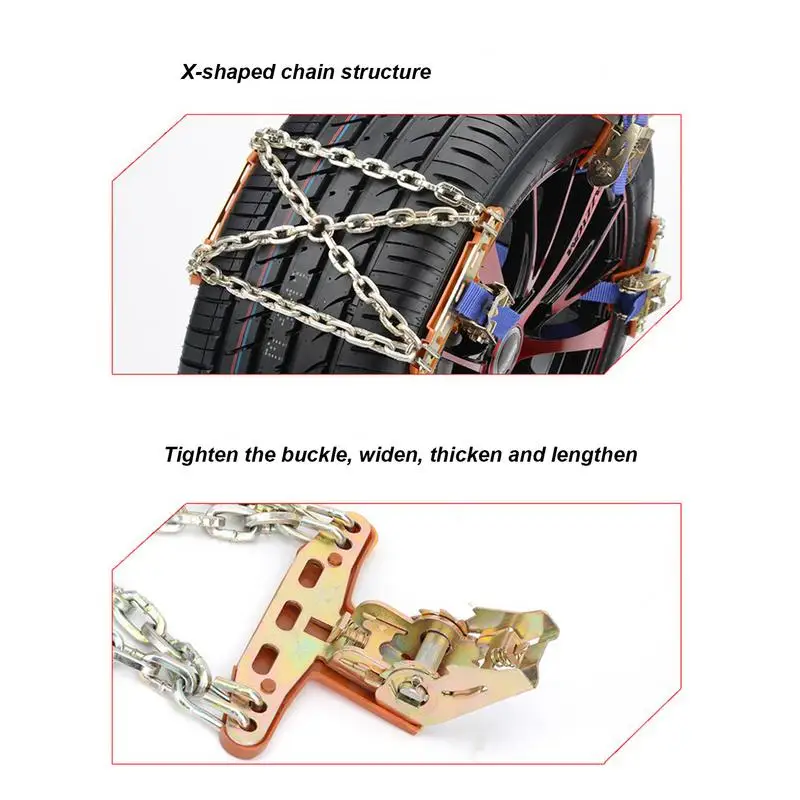Snow Chains For Car Tires Steel Lawn Mower Wheel Chains Automobile Rain Tire Truck Tire Traction Chain For Snow Ice Road