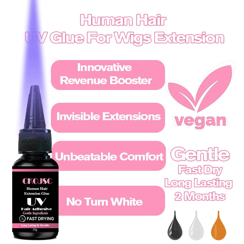 6pcs Kit Human UV Light Hair Gel Tape Hair Uv Glue 18w Uv Lamp Extension Kit Tape hair extend UV Technology glue Remover