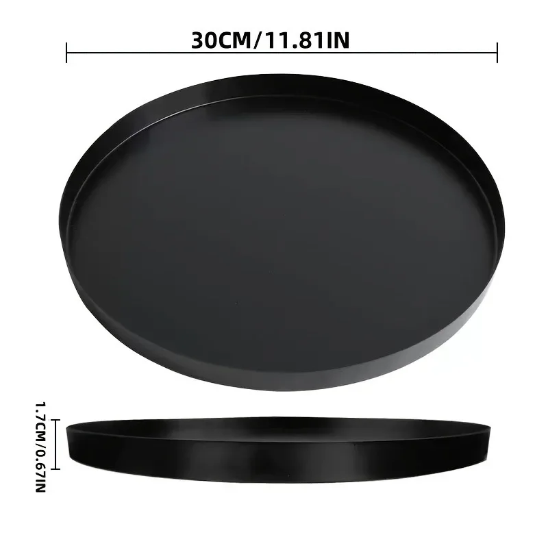 1pcBathroom Aromatherapy Tray Vassoio da scrivania per soggiorno Vassoio da scrivania multifunzionale rotondo in metallo nero - immagine 6