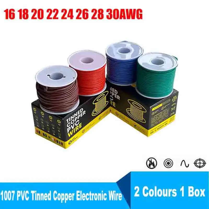 

DIY Box 1007 PVC Insulated Tinned Copper Wire (2 Colours Mixed Set) 30/28/26/24/22/20/18/16 AWG Stranded Electronic Wire