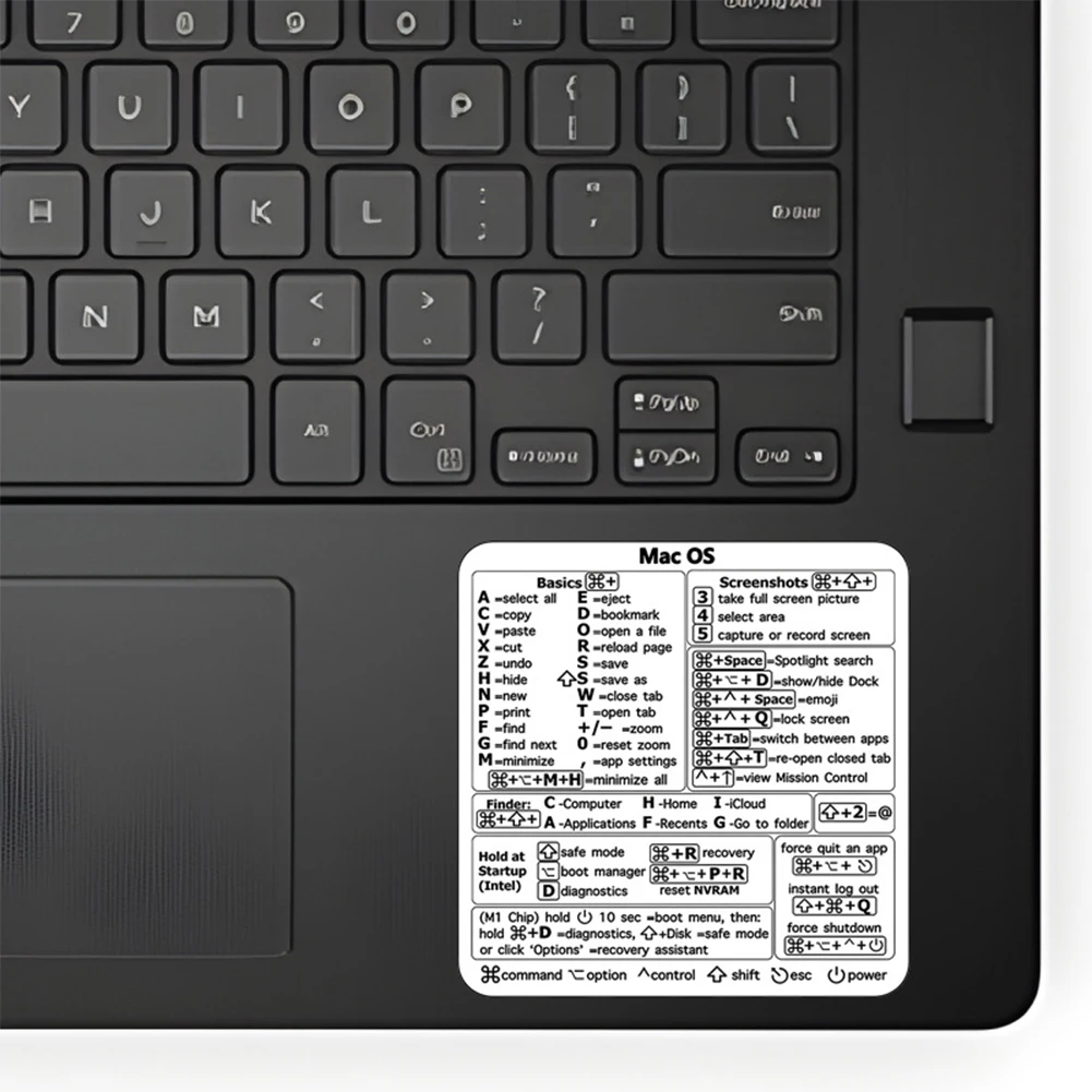 Apple Mac OS 시스템용 단축키 메모 스티커 13-16 MacBook Chromebook Windows Palm Rest용 단축키 스티커 메모